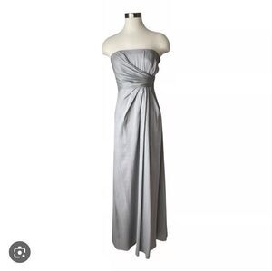 Laundry By Shelli Segal Glitter Silver Strapless Maxi Dress